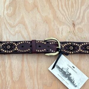 Campomaggi Studded Leather Belt in Borgogna